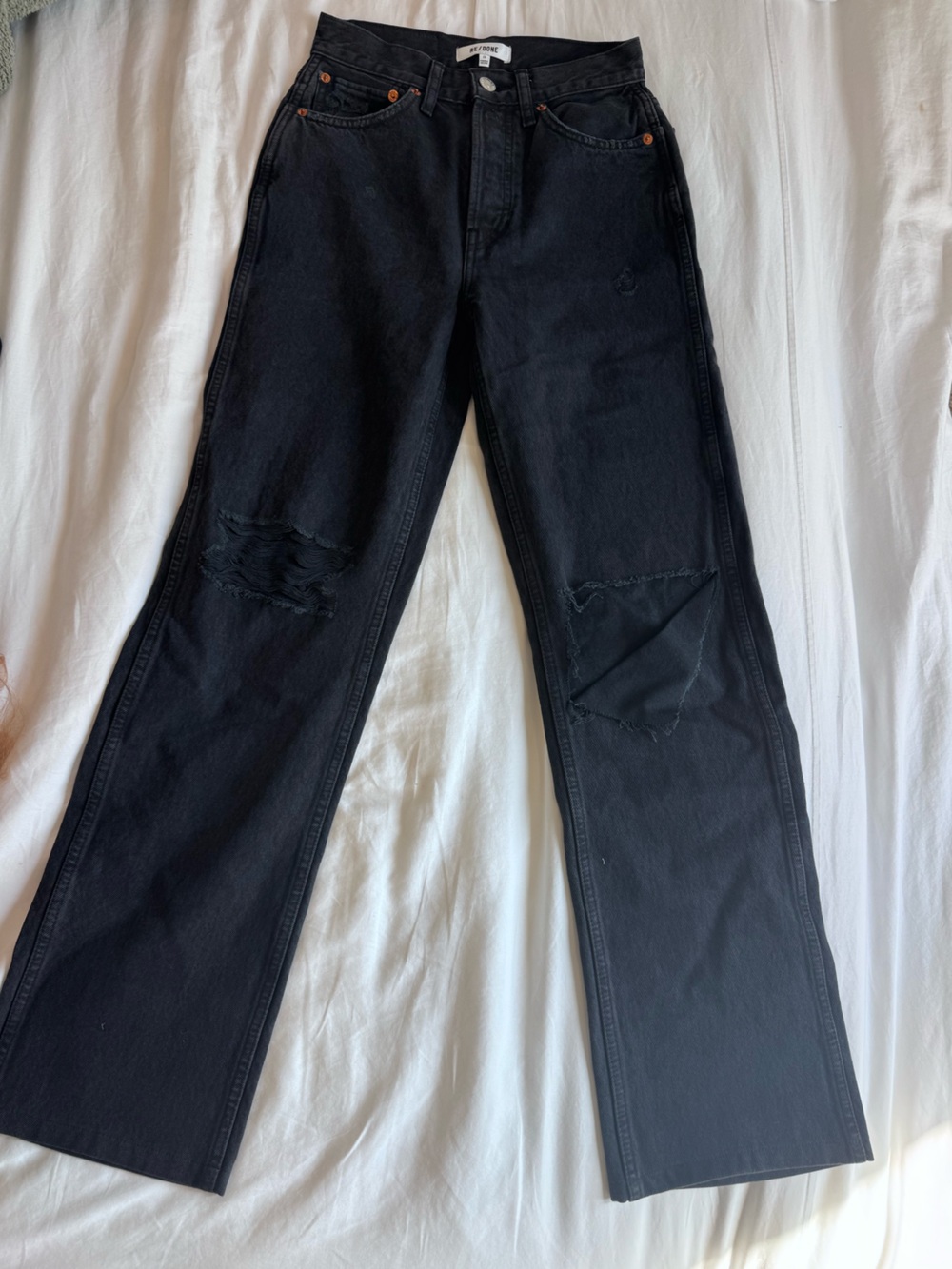 Re/Done Black Distressed Jeans